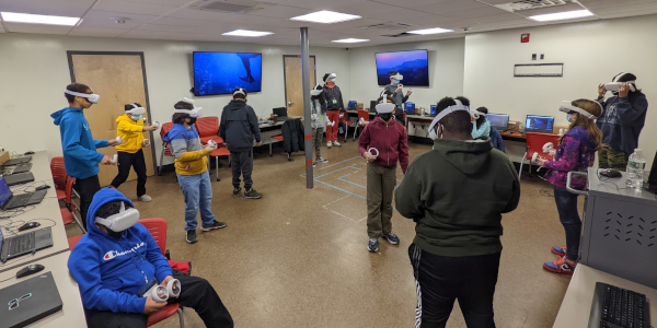 Students in the Newburgh Armory Unity Center VR class