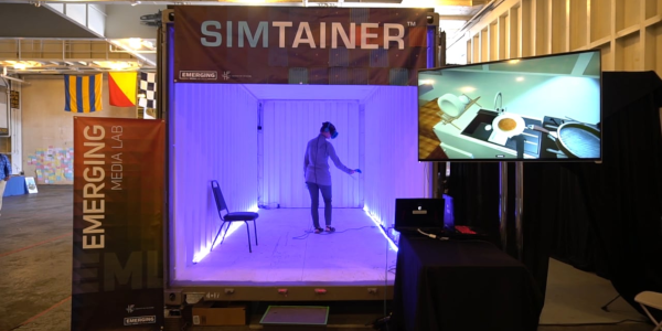 Simtainer VR experience showing a repurposed shipping container